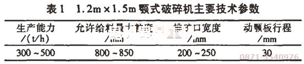 該貴州碎石機用戶碎石機設備的技術(shù)參數(shù)表